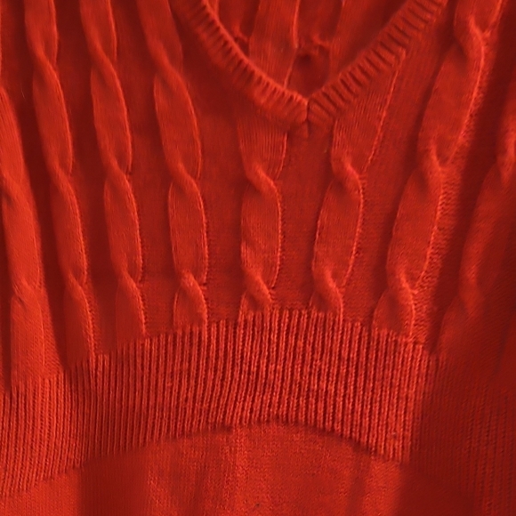 Red V-Neck Cable Knit Sweater Dress - Picture 5 of 5